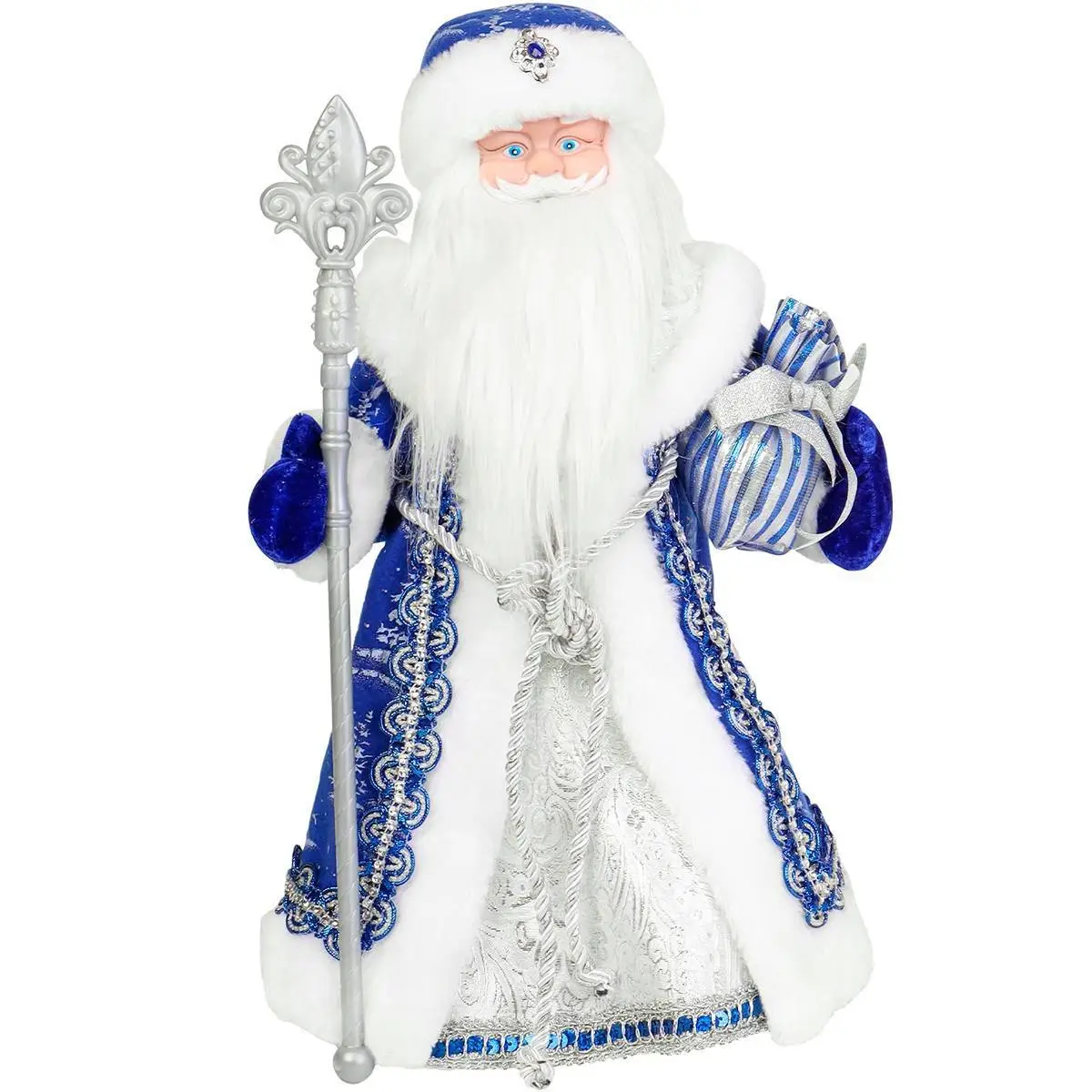 Сувенир музыкальный Дед Мороз в синей шубе, с мешком 40 см, фото №1