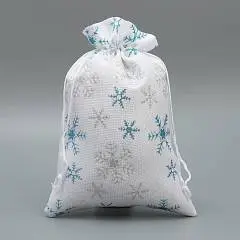 Мешочек подарочный холща «С праздником», снежинки, 16 х 24 см бе, фото №1