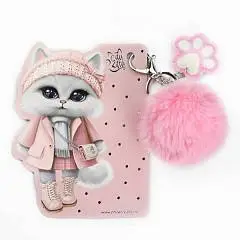 Брелок мягкий Кошечка в пальто 60*60мм розовый, фото №1