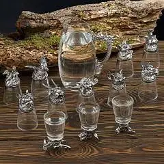 Набор 12 стопок-переверт "Символы года" 35мл/кувшин с ручк Дракон, фото №1