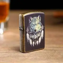 Зажигалка электронная USB "Волчий дух", дуговая,чёрн, 1.4х4х5.5с, фото №1