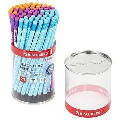 Карандаш чернографитный BRAUBERG "EXAM" с ластиком, ассорти, фото №1