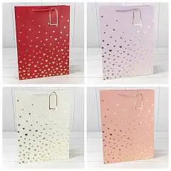 Сумка подарочная "Сердечки" 31*42*12см тиснение, фото №1