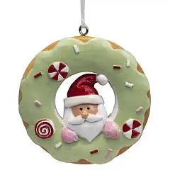 Елочное украшение Санта в пончике, полирез /7см, фото №1