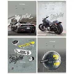 Тетрадь 12л КЛЕТКА "Stay wild", выборочный лак, фото №1