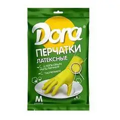 Перчатки латекс Dora универс с хлопк напыл L, фото №1