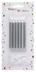 Набор Свечи для торта Silver 8см 6шт, фото №1