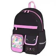 Рюкзак BRAUBERG PASTEL Black kitty черный 40х29х14см шарики, фото №1