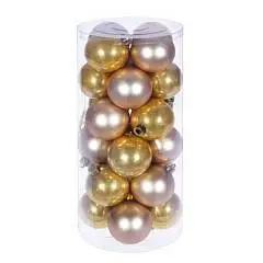 Набор шаров пластик,  24 шт, D6 см золото/пастель, фото №1