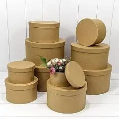 Коробка подарочная "КрафТ" круглая 24,5*13,8см 10-6, фото №1