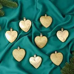 Набор украшений пластик 8 шт "Романтика" 6 см, золото, фото №1