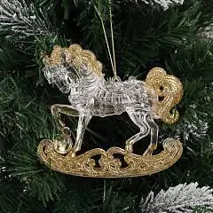 Украшение Лошадка 9см акрил ЛЬДИНКА  золото, фото №1