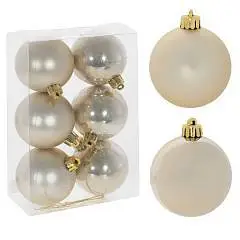 Набор шаров елочных "Шар",  6 шт, D6 см бледн золото, фото №1