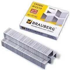 Скобы №23/10 "Brauberg" 1000шт/уп., фото №1