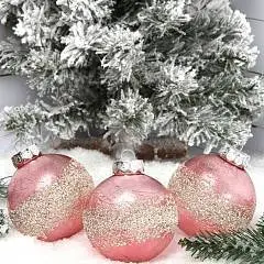 Шар елочный 1шт Империал 8см пластик розовый, фото №1