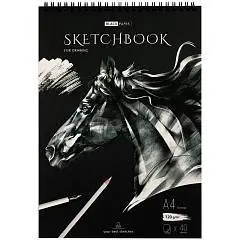 Скетчбук А4 40л 120гр "Black line.Horse" греб черн блок ArtSpace, фото №1