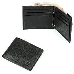 Зажим д/купюр муж.Fabretti нат.кожа, черный, фото №1