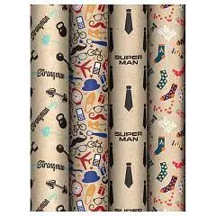 Бумага упаковочная "Super Man" крафт, 70*100см, в рулоне, фото №1