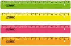 Линейка пластиковая СТАММ 16см, флюор, ассорти, фото №1