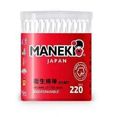 Ватные палочки "Maneki" RED (цилиндр) 220 шт., фото №1
