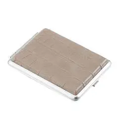 Портсигар S.Quire нерж.сталь серо-бежевый 7,4х9,5х1,8 см, фото №1