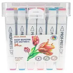 Набор марк друст 24цв FLOWERS TONES скош/пулев нак пл бокс, фото №1