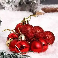 Набор шаров 2,5см 12шт пластик ЛЬДИНКА красный пакет, фото №1