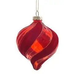 Украшение стекло "Капля", L8 W8 H11 см красный, фото №1