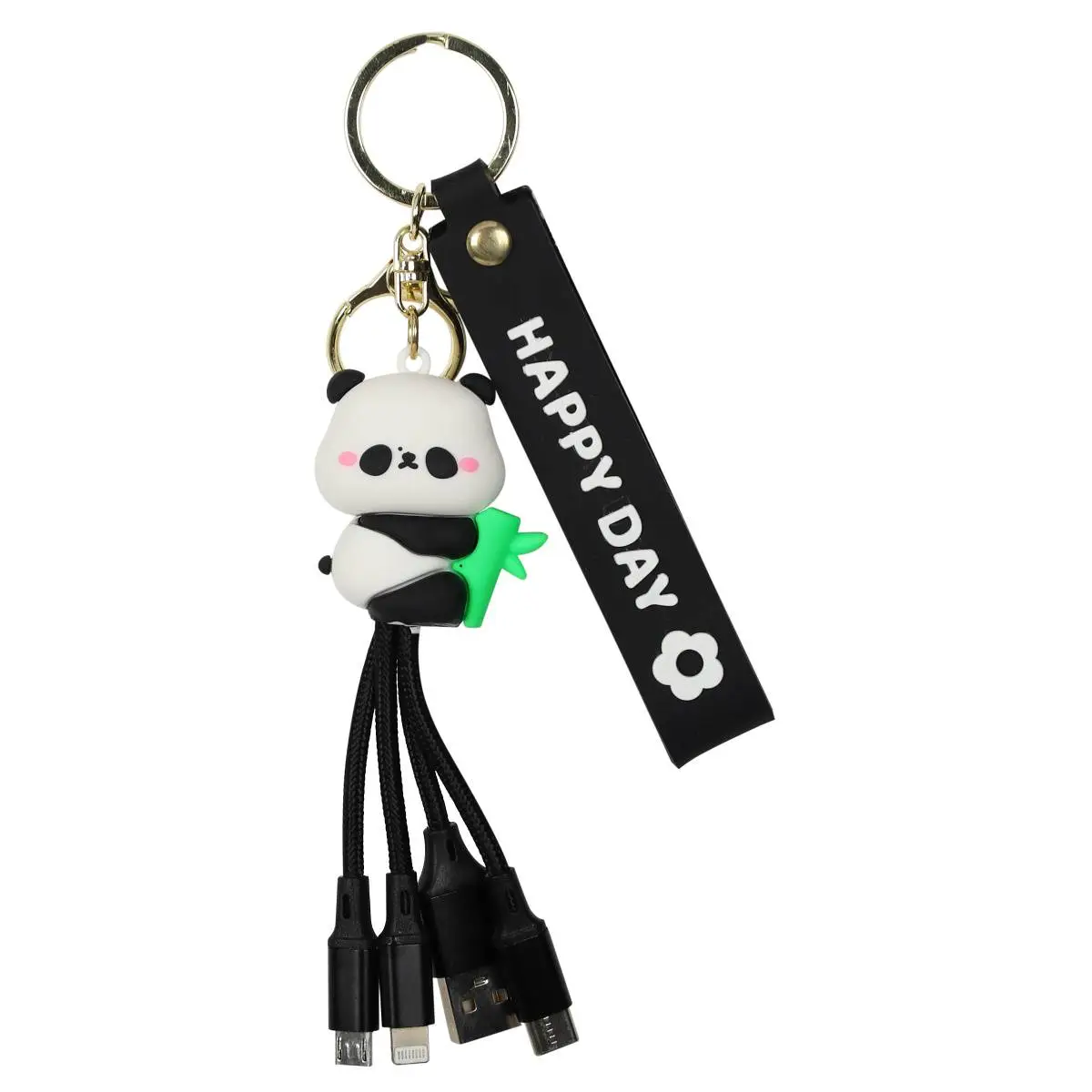 Брелок детский+USB кабель 16,5см Panda резина черн/бел КОКОС, фото №1