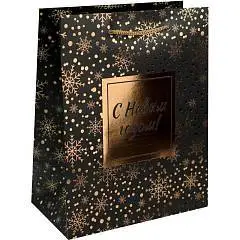 Сумка подарочная "Золотистый снегопад" 18x23x10см мат.лам.и тис., фото №1