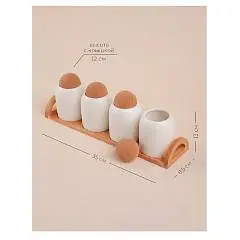 Банки д/сыпучих Тренто 4шт на дерев подставке фарфор белые, фото №1