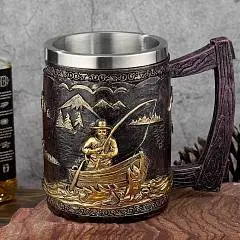 Кружка "Рыбак" нерж сталь/искусств камень 600 мл, фото №1
