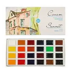 Набор акварельных красок "Сонет" в кюветах 24цв по 2,5мл, фото №1