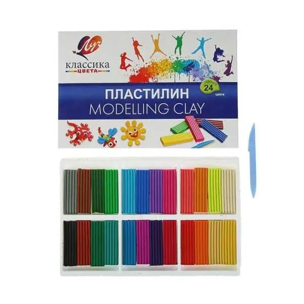 Пластилин 24цв 396гр Луч Классический, фото №1