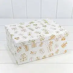 Коробка подарочная "Подарки " на белом 28*21*12,3 см 10-7, фото №1