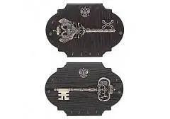 Ключница 24х18 см, ключ, открытая,  дерево, темная, фото №1