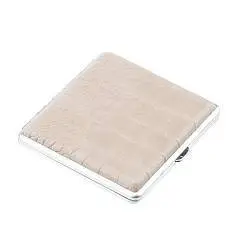 Портсигар S.Quire нерж.сталь  серо-бежевый 9,6х9,3х1,9 см, фото №1