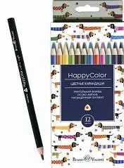 Карандаши 12цв HappyColor трехгран дев,подвес, фото №1