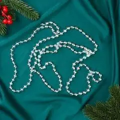 Бусы на ёлку 2 м d-10 мм "Льдинка" классика, прозр перламутр, фото №1