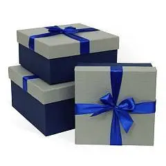Коробка подарочная "Светло серый" с бантом 210x210x110, фото №1