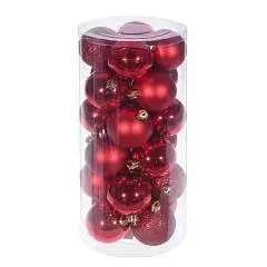 Набор шаров "Нежное сияние", 24 шт, D 6 см красный, фото №1