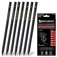 Набор чернографитных карандашей 12шт. "Black Jack" 2Н-4В, чер.дер, фото №1