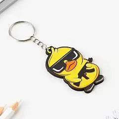 Брелок для ключей деревянный "Крутая утка" 3,8* 6см, фото №1