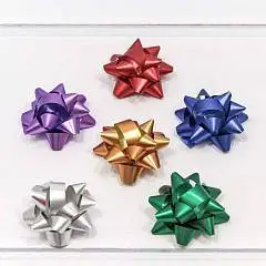 Бант-звезда 3,8 см "Матовый металл" микс, шт, фото №1