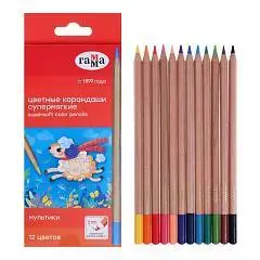 Карандаши цветные Гамма "Мультики" 12цв супермяг 4мм Овечка, фото №1