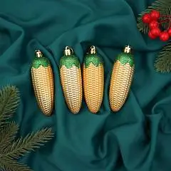 Набор украшений  "Кукуруза классик" 4 шт 10х3 см, золото, фото №1