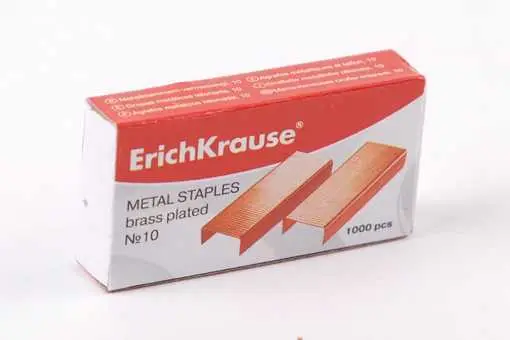 Скобы №10 ErichKrause 1000 шт/уп., медные, фото №1