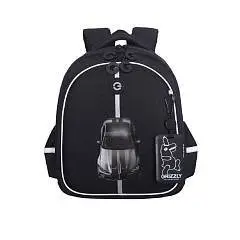 Рюкзак школьный Grizzly с фирм картхолд на держ сер-черн, фото №1