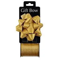 Набор для упаковки 2 предмета (бант 100мм, лента 10мм 10м) золот, фото №1