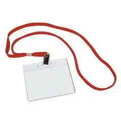 Бейдж "Brauberg" 60х95мм гориз на красной ленте, фото №1